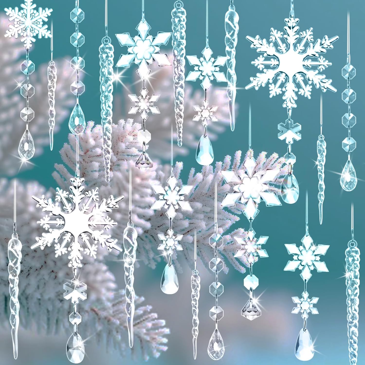 20 Pack Crystal Christmas Ornaments for Tree Decorations