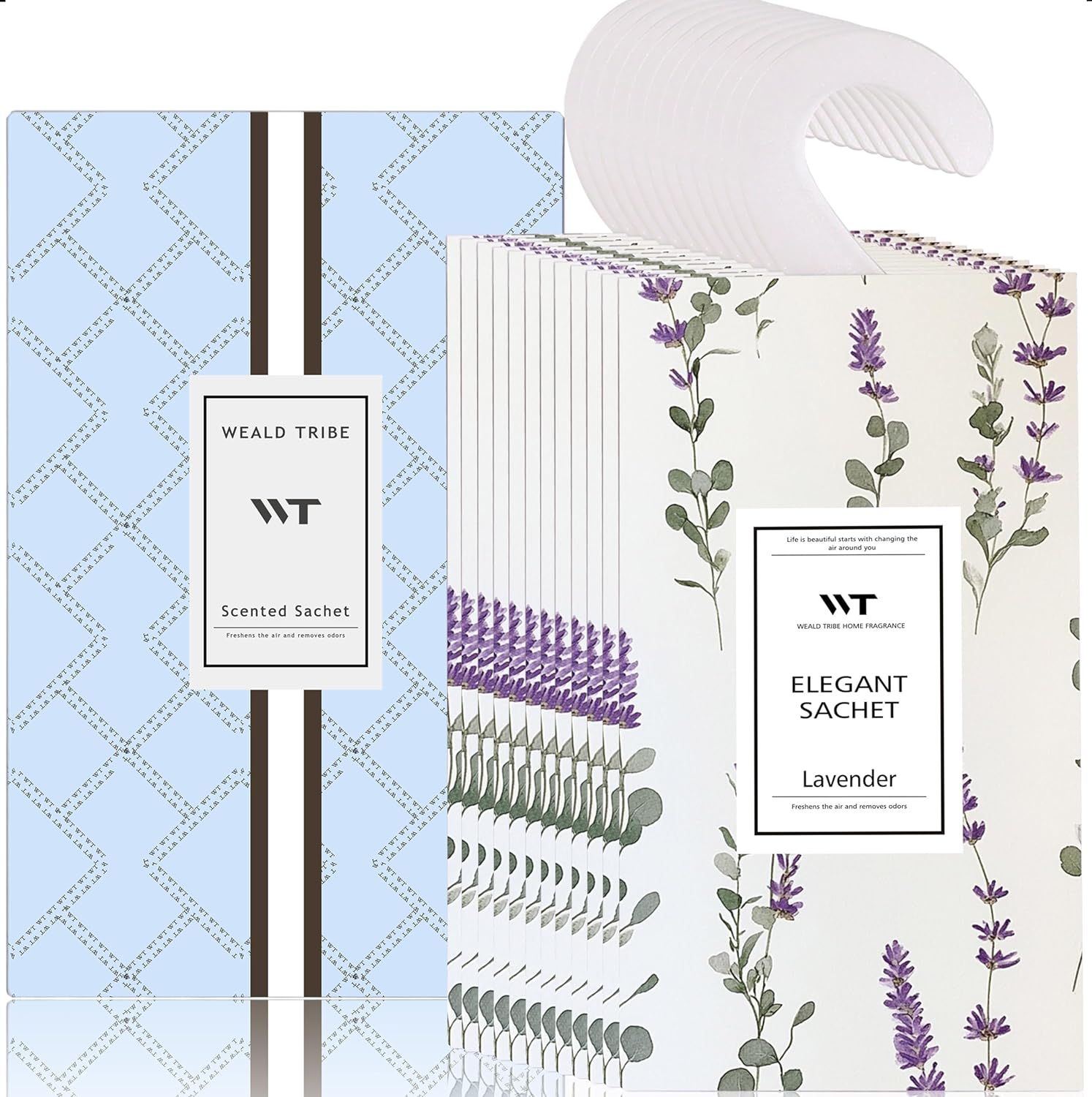 WEALD TRIBE 12 Pack Eucalyptus Lavender Scented Sachets for Home Deodorizer