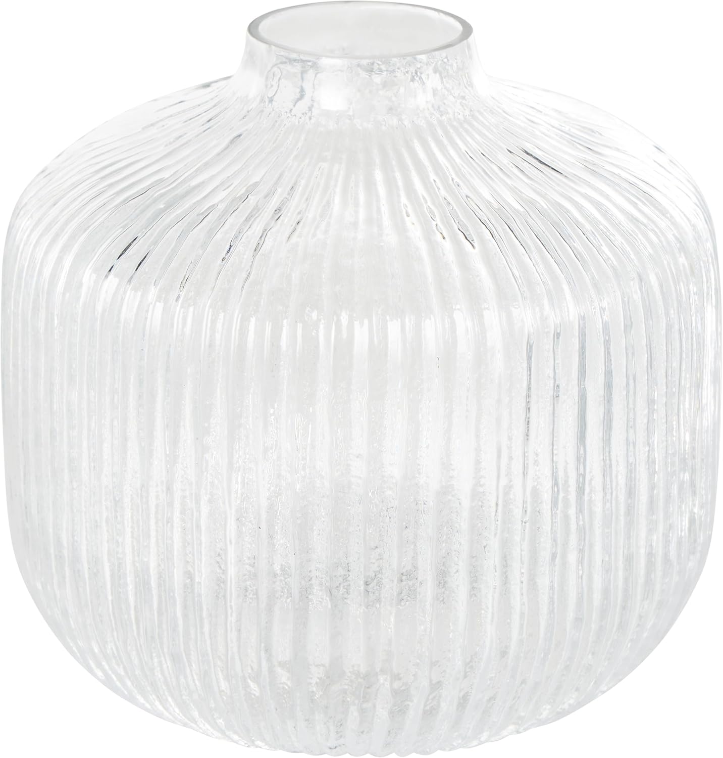 Deco 79 Clear Glass Round Ribbed Vase 8x8x8