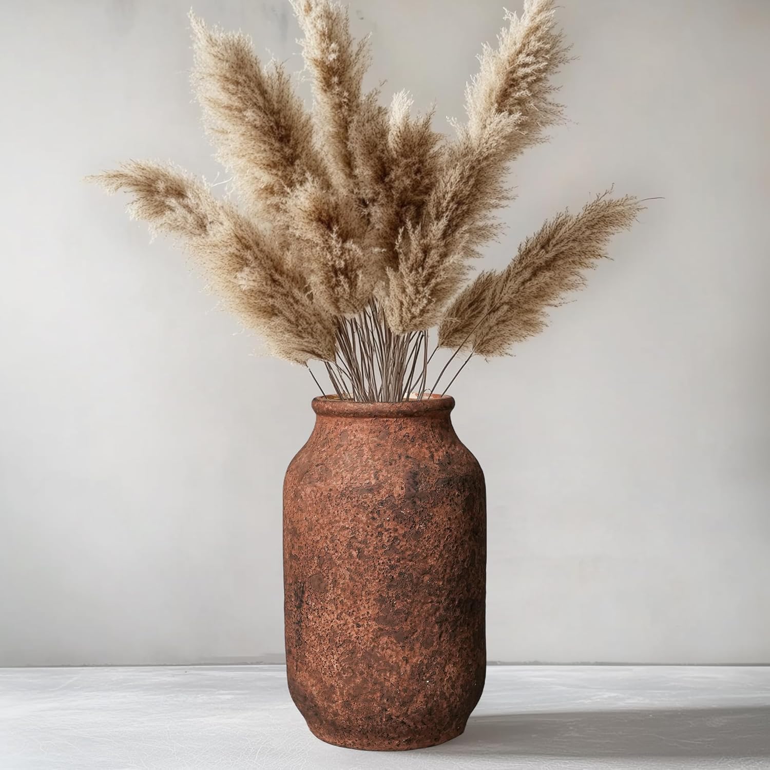 9 Inch Brown Terracotta Rustic Vase for Home Decor