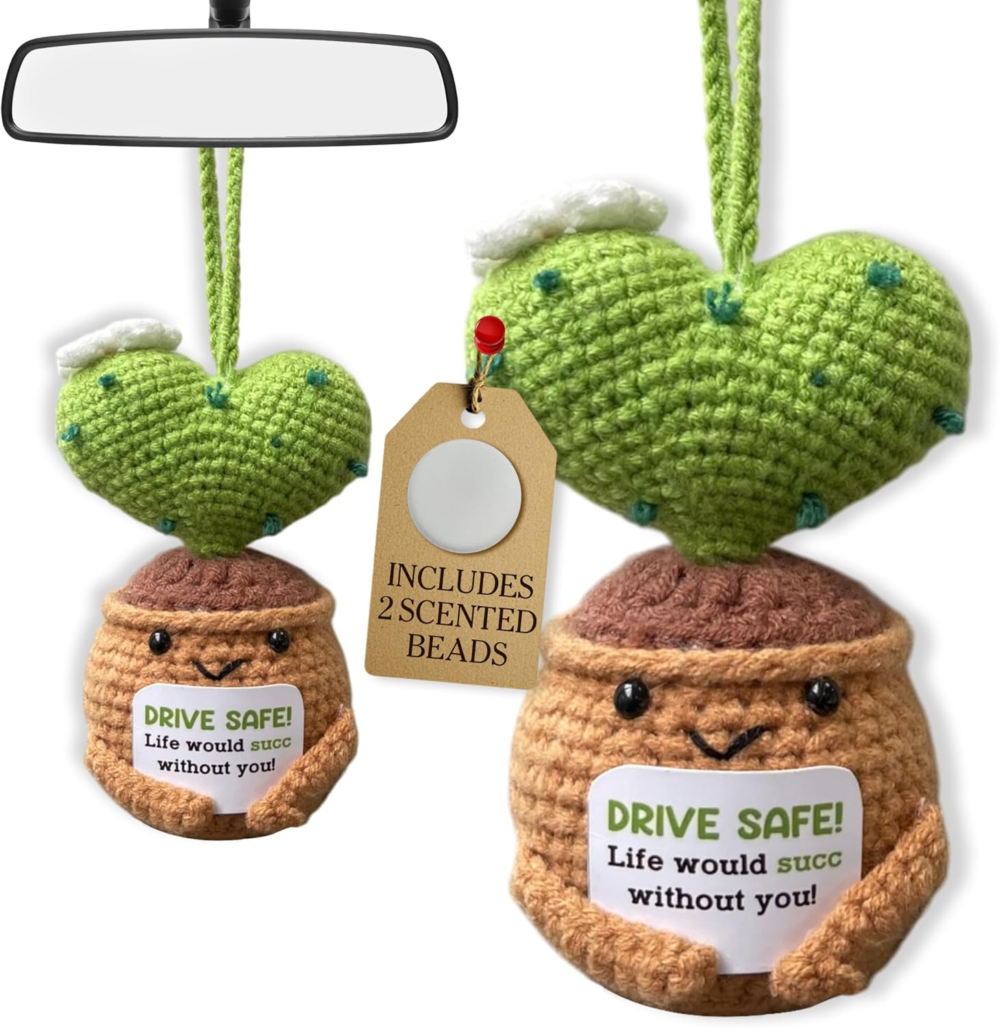 Drive Safe Crochet Car Air Freshener Cactus Hanging Ornament