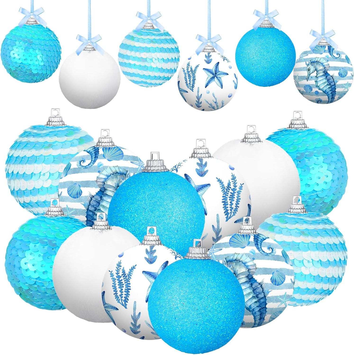 Zhanmai 12 Pcs Summer Ocean Themed Hanging Ornaments