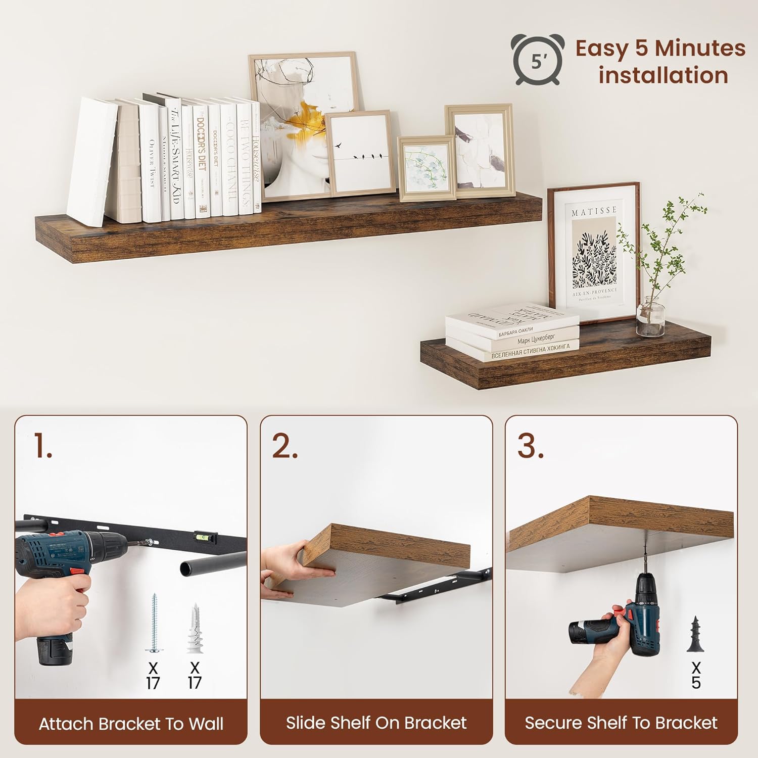 Vivelove 24 x 12 Floating Shelves Set Of 2