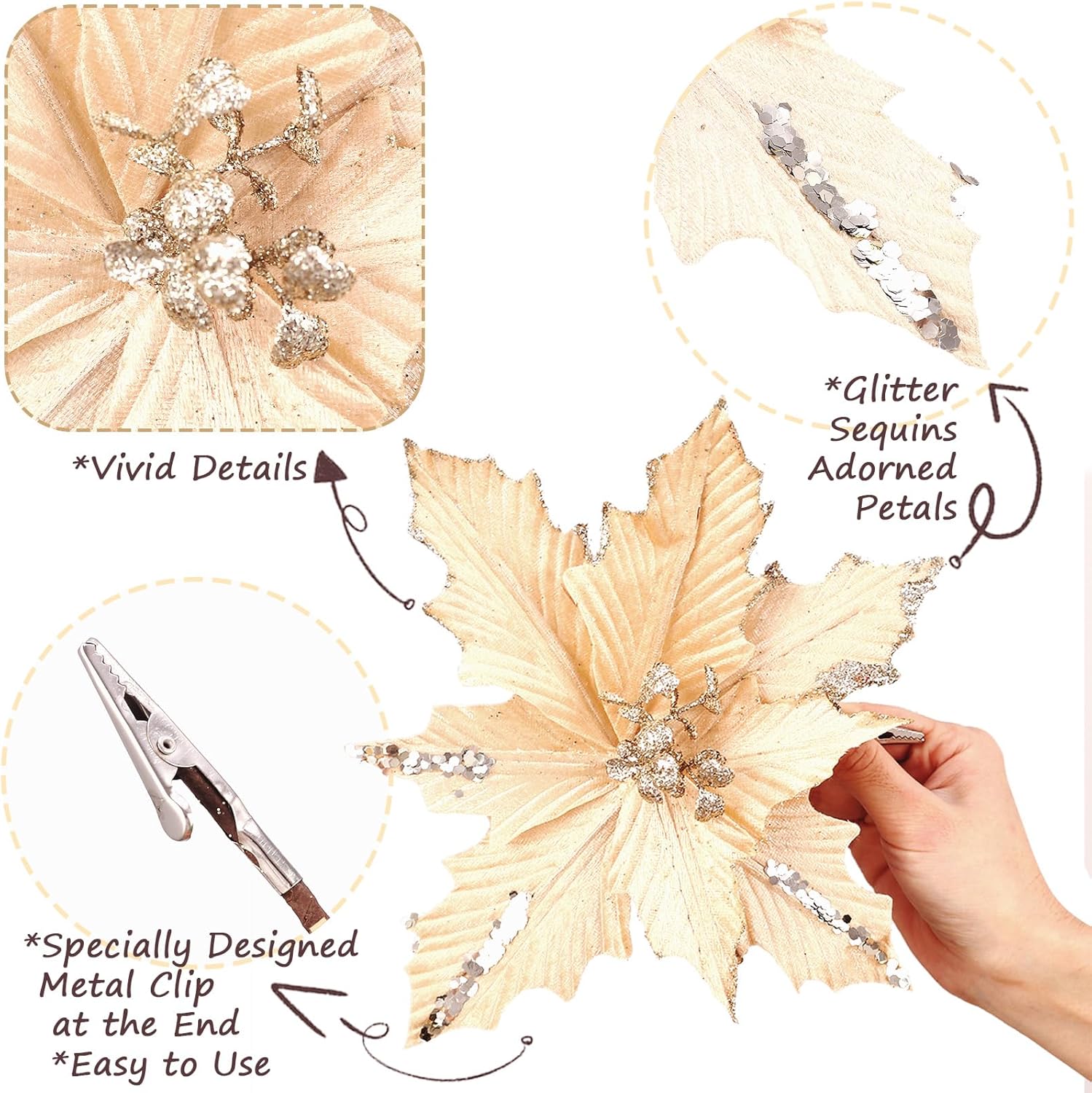 54Pcs Assorted Champagne Gold Xmas Tree Balls Ornaments Set