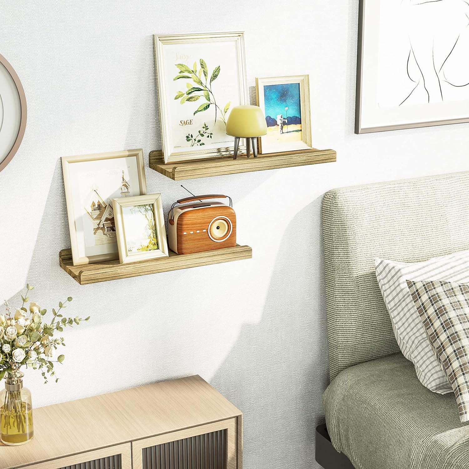 Love-KANKEI Floating Shelves Set of 2 Rustic Wood