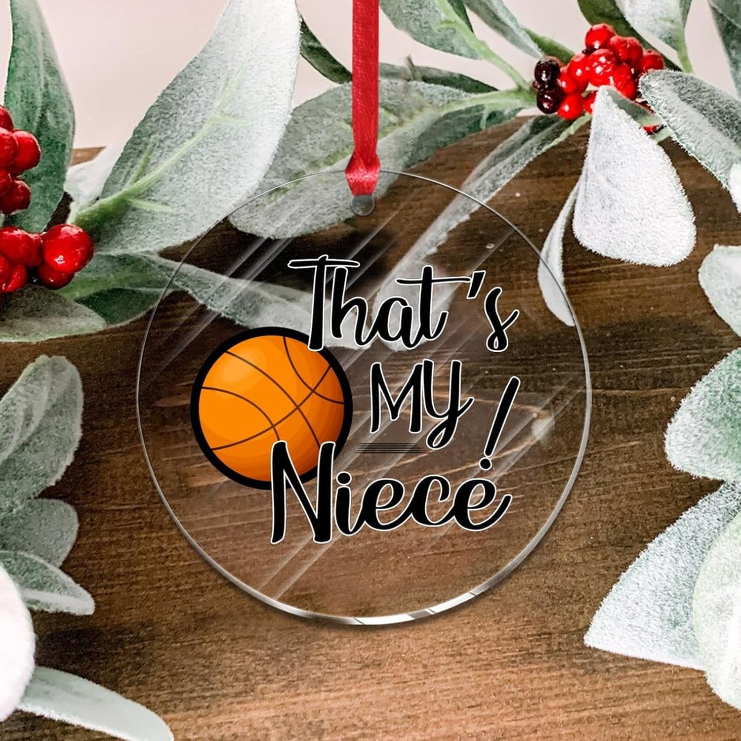 Clear Acrylic Christmas Ornaments 2023 Basketball Niece Aunt Decor