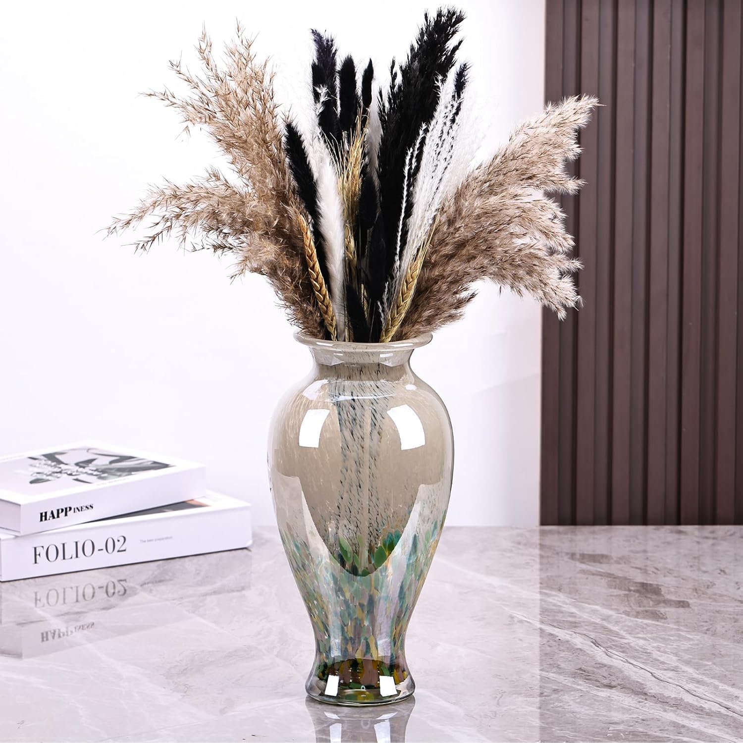 118 Tall Green Blown Glass Vase with Unique Design