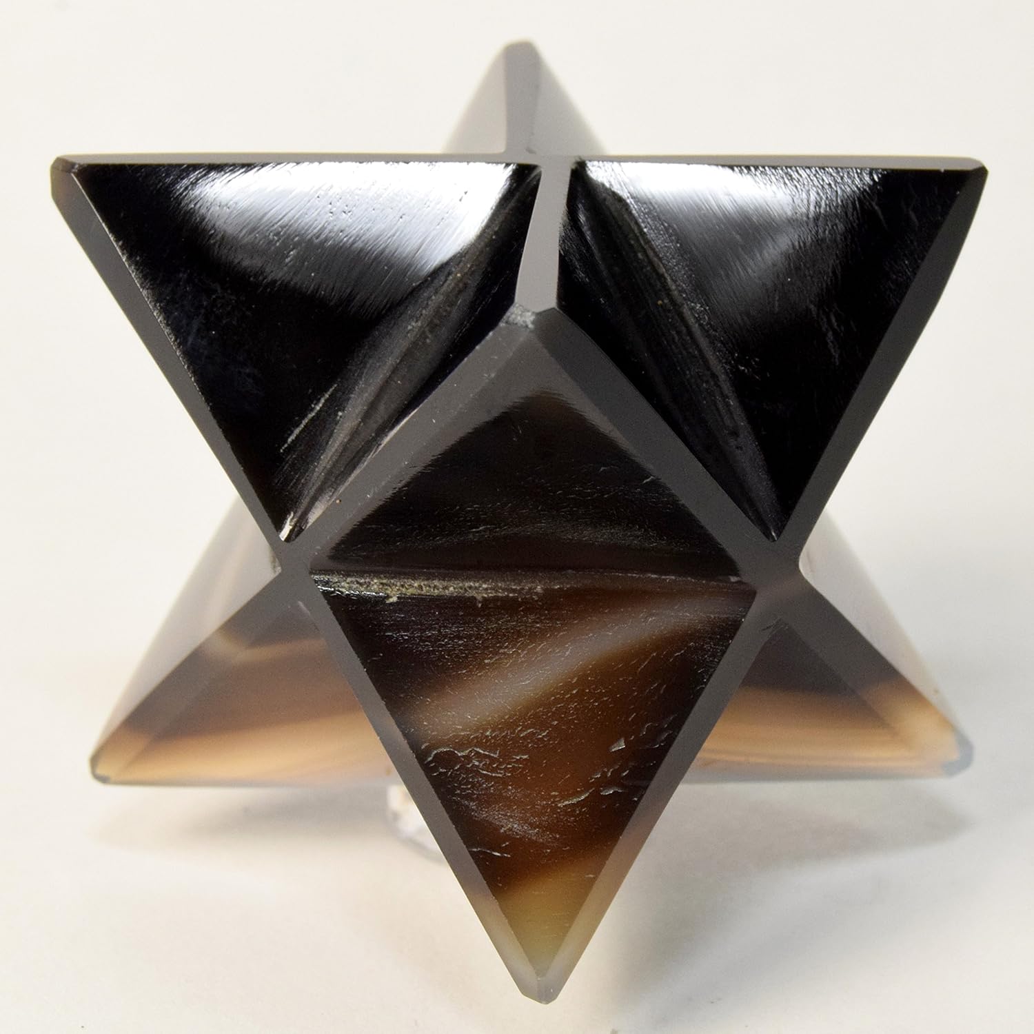 HC Set 64mm 8 Point Agate Merkaba Star with Aragonite Cabochon