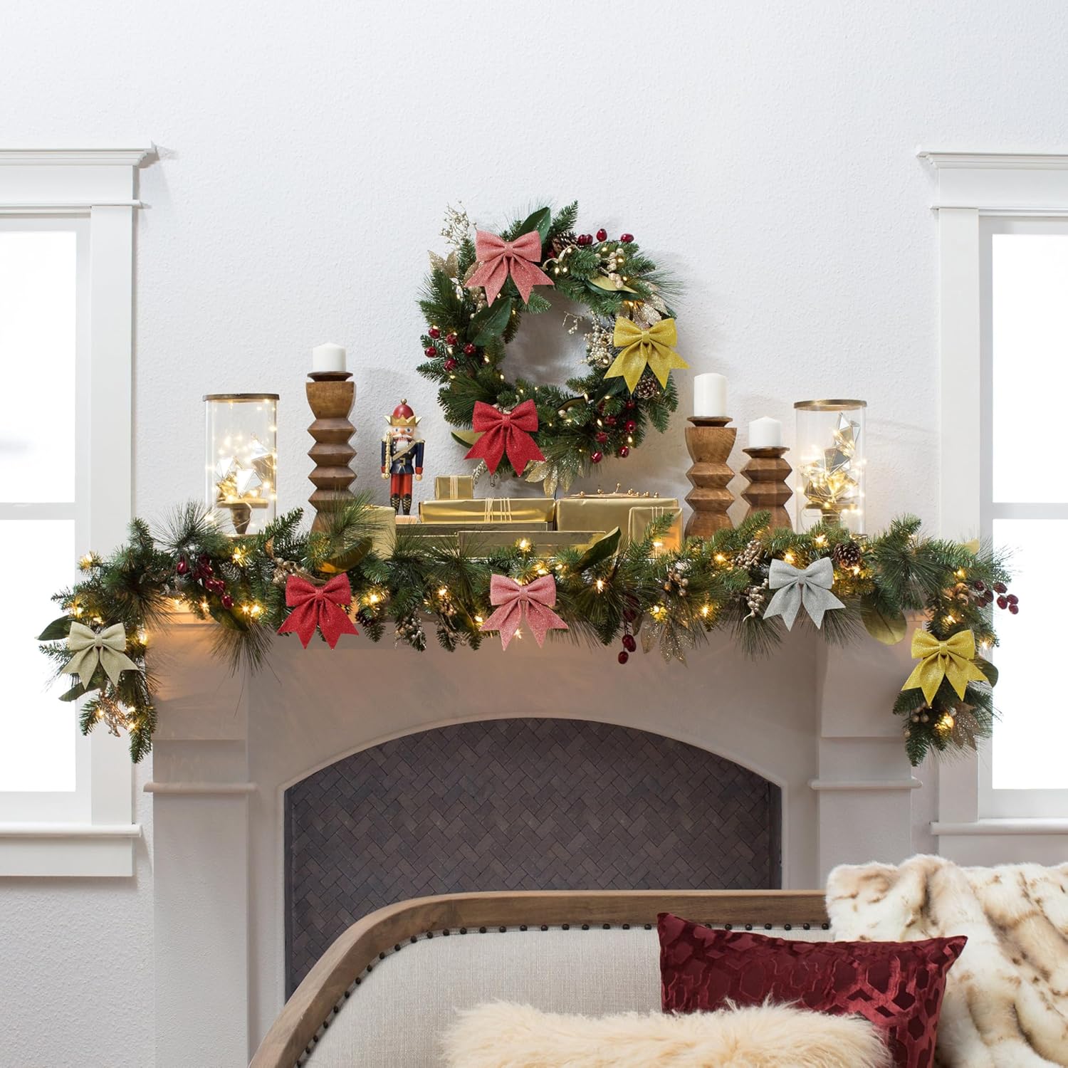 Prudance 5 Piece Christmas Glitter Bows Decor