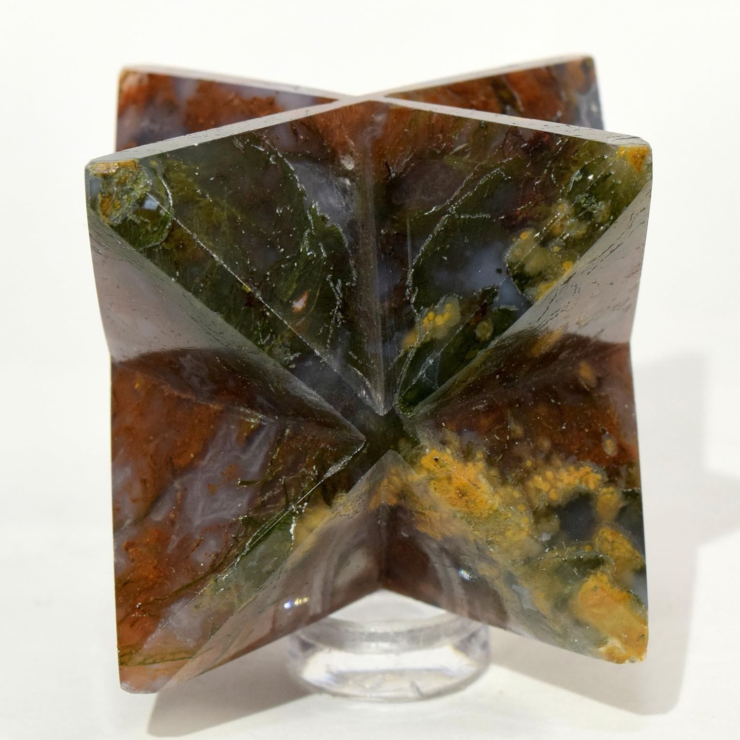 HQRP HC Set 25 Green Orange Blue Moss Agate Merkaba Star Crystal Chalcedony Mineral Stone