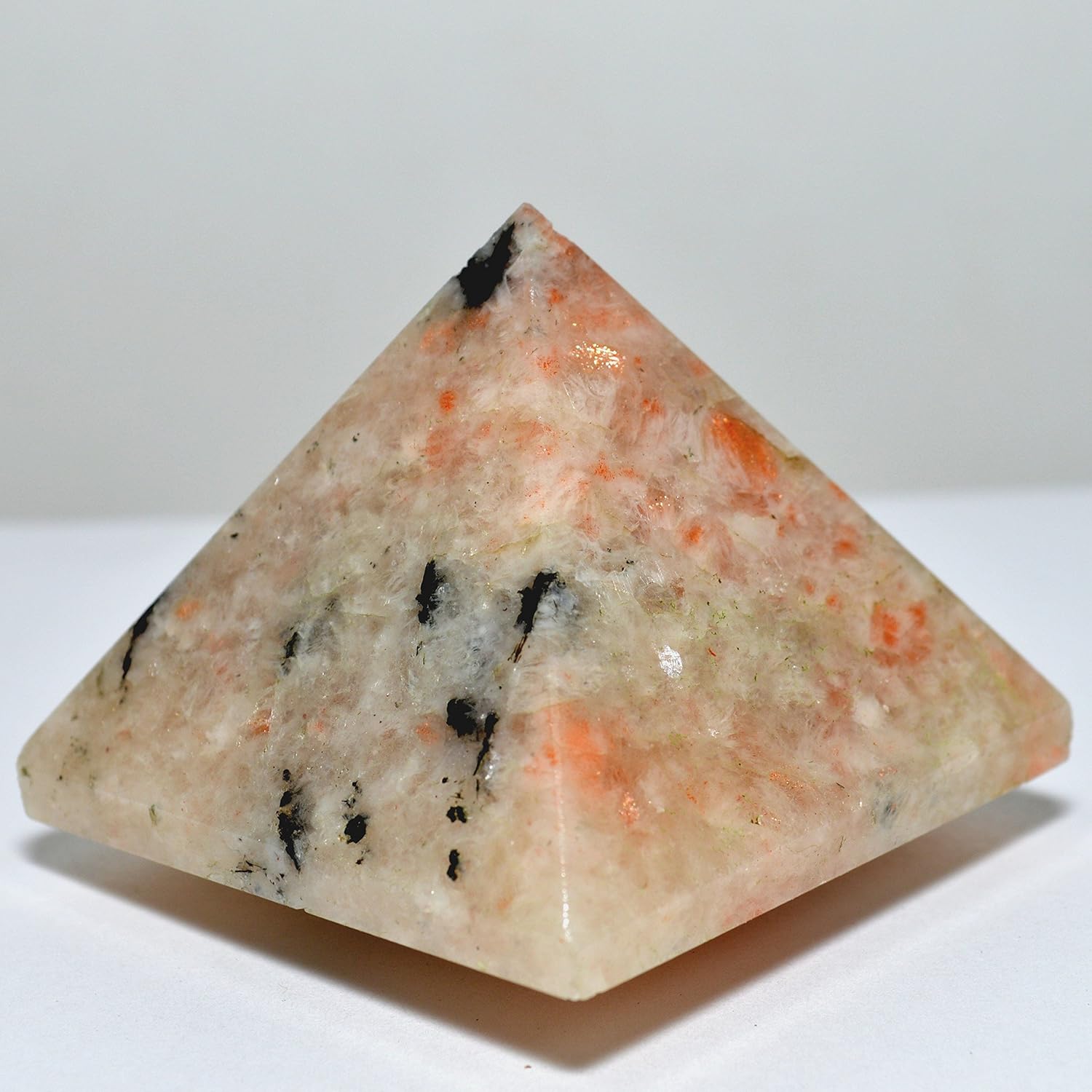 HC Set 23 Inch Sunstone Pyramid and Aragonite Cabochon