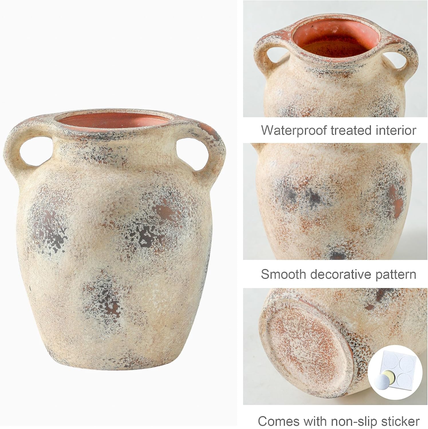 Enra Rustic Farmhouse Vase with Handle 78 Inch