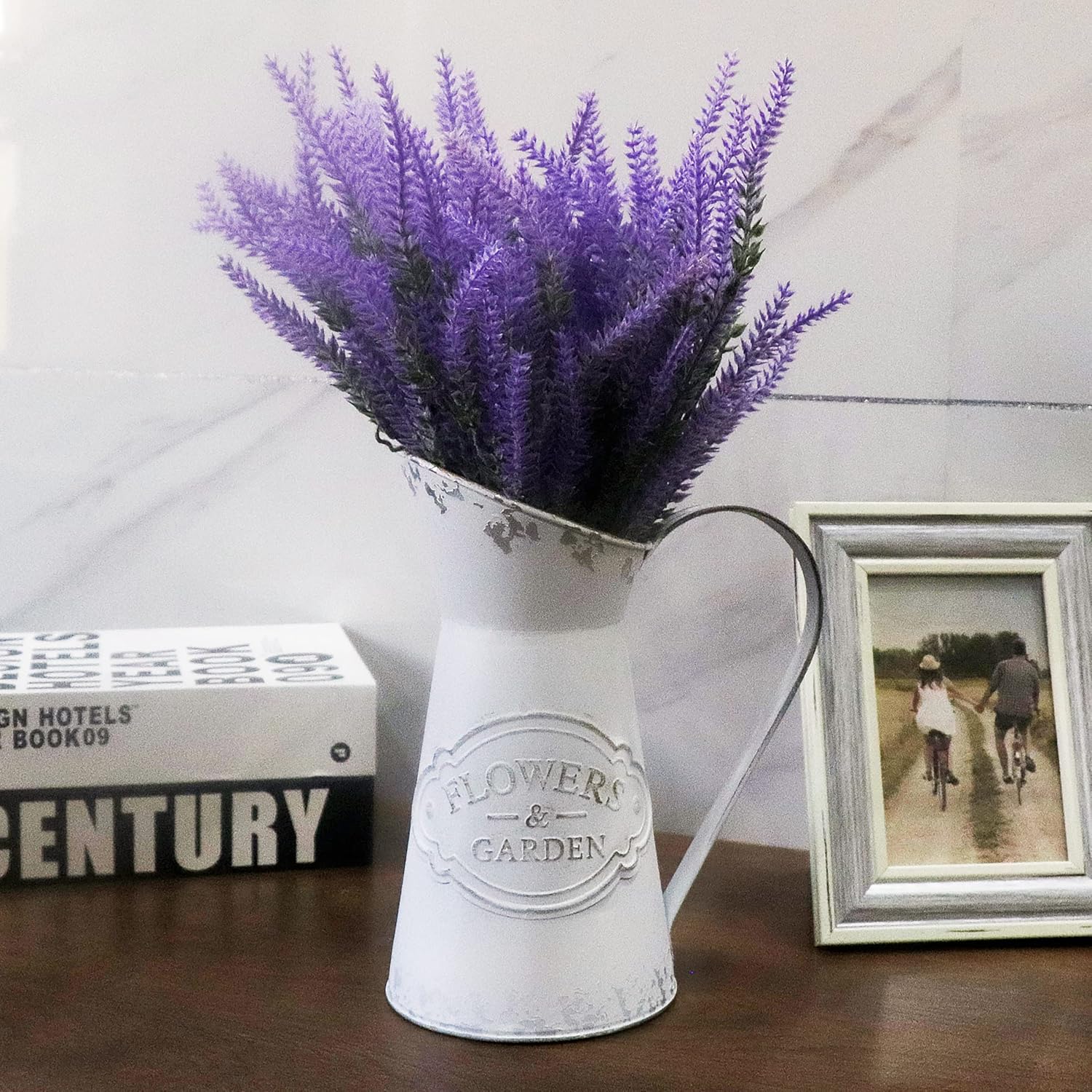 Rustic White Metal Shabby Chic Vase for Flowers