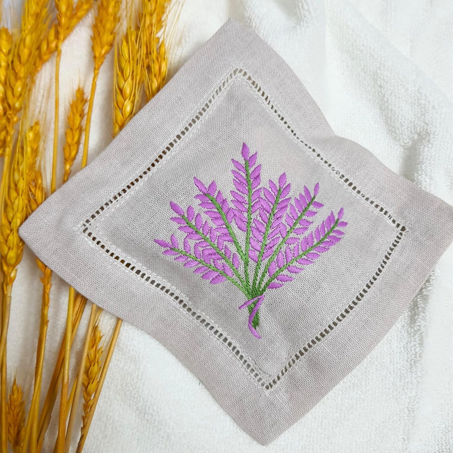 HCRAFT Hand Embroidered Lavender Sachet Bags Set of 3