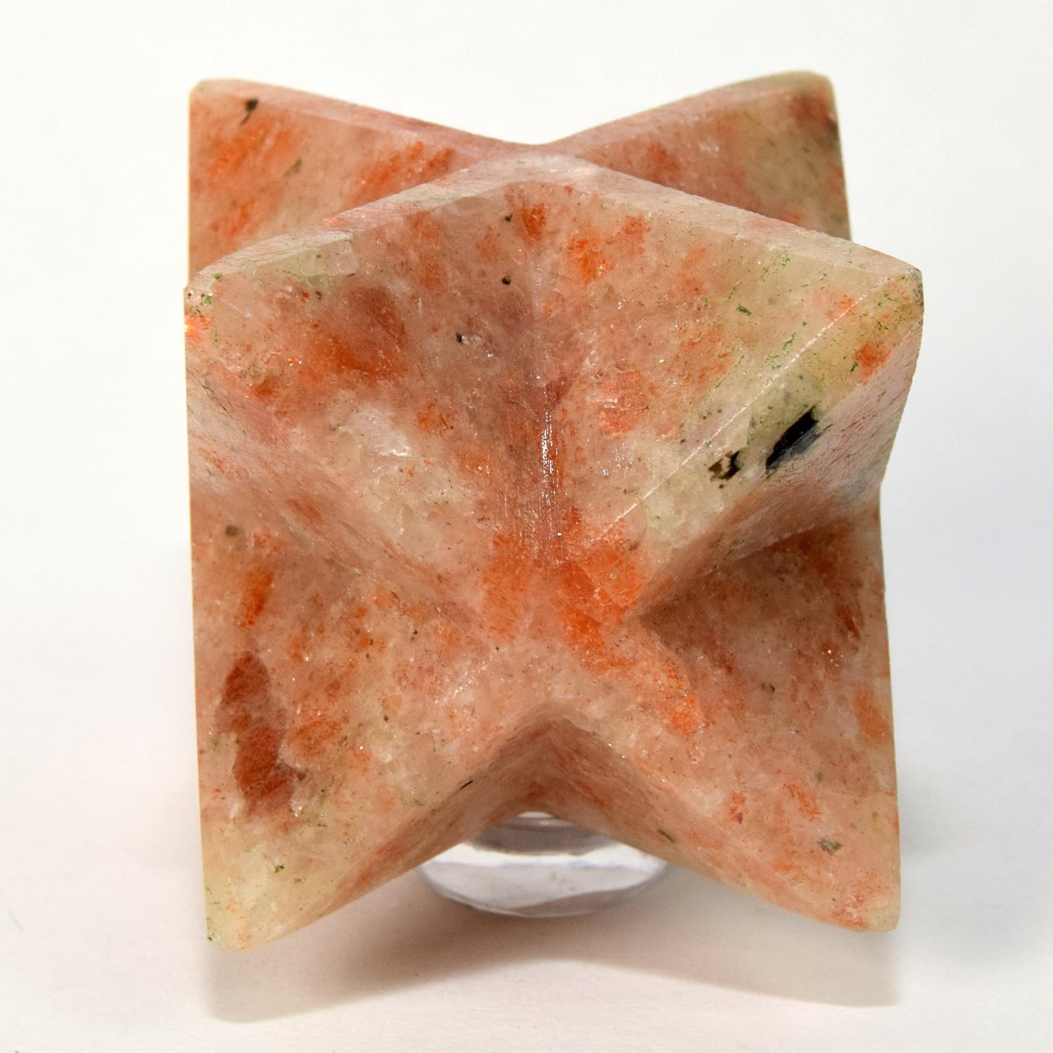 HC Set 25 Inch Sunstone 8 Point Merkaba Star with Aragonite Cabochon