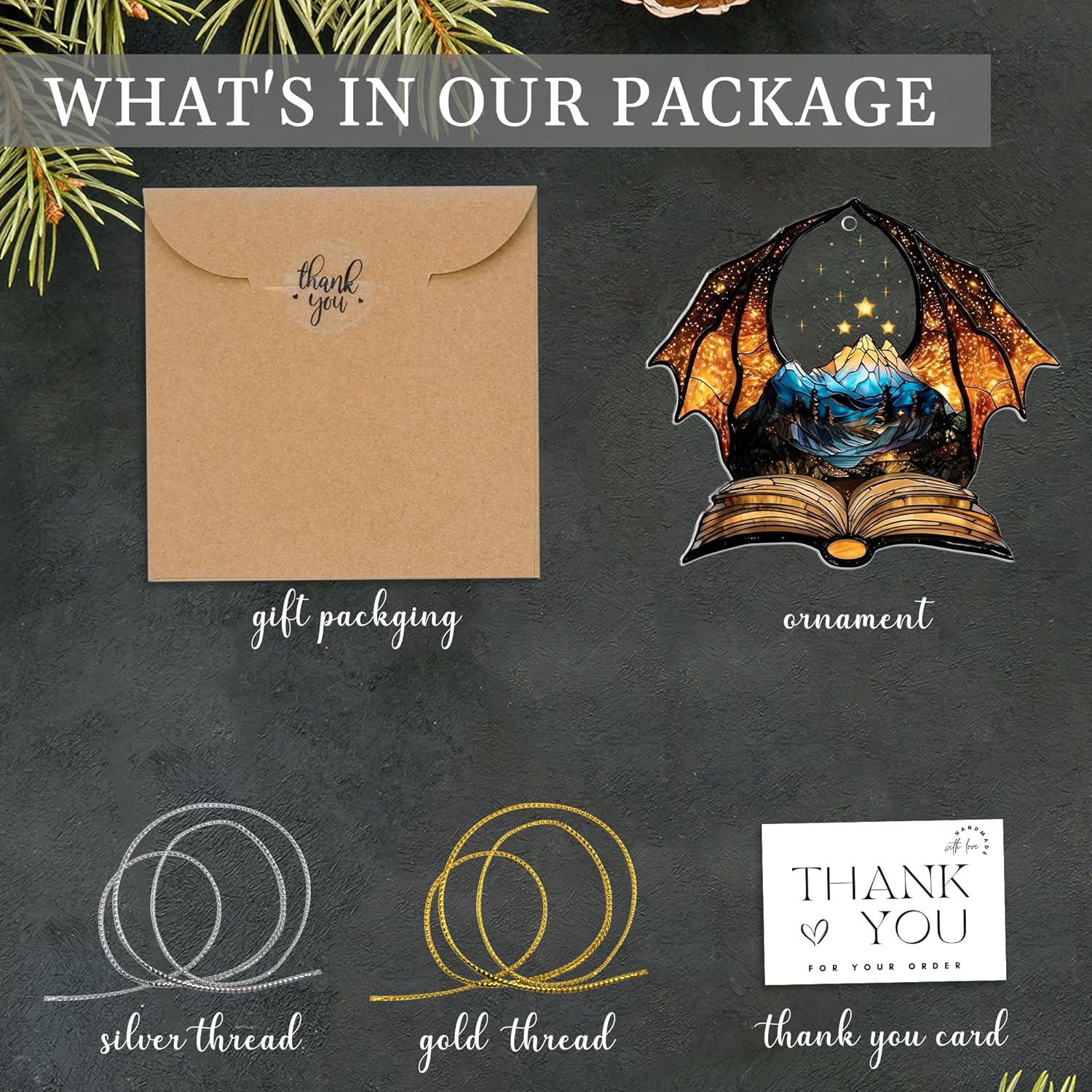 Book Dragon Ornament for Book Lovers and Fantasy Fans
