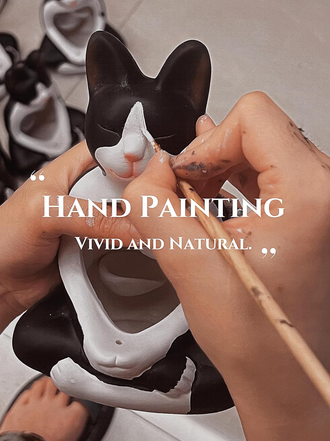 Hand-Painted Ceramic Incense Holder with Cat Design