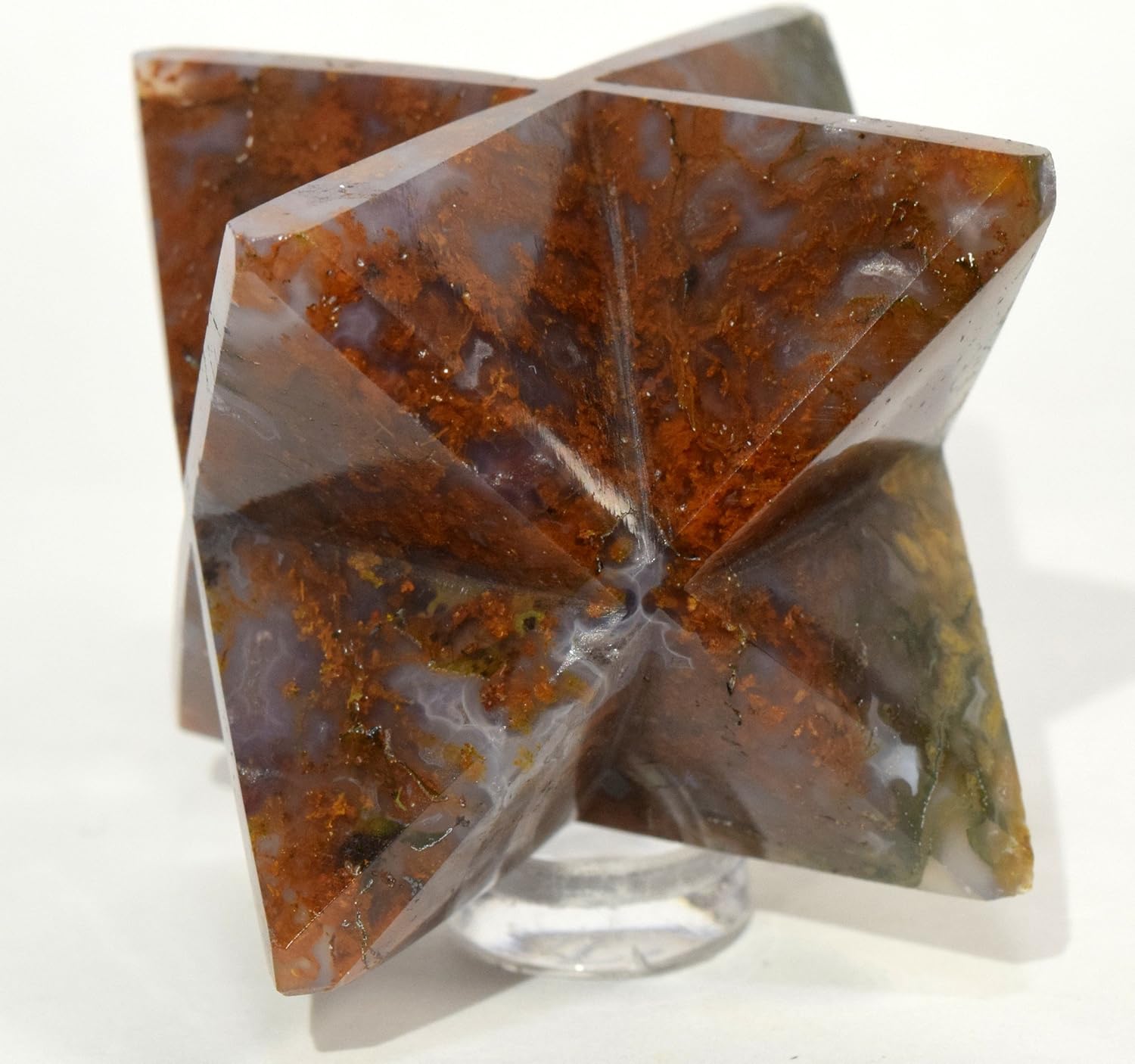 HQRP HC Set 25 Green Orange Blue Moss Agate Merkaba Star Crystal Chalcedony Mineral Stone