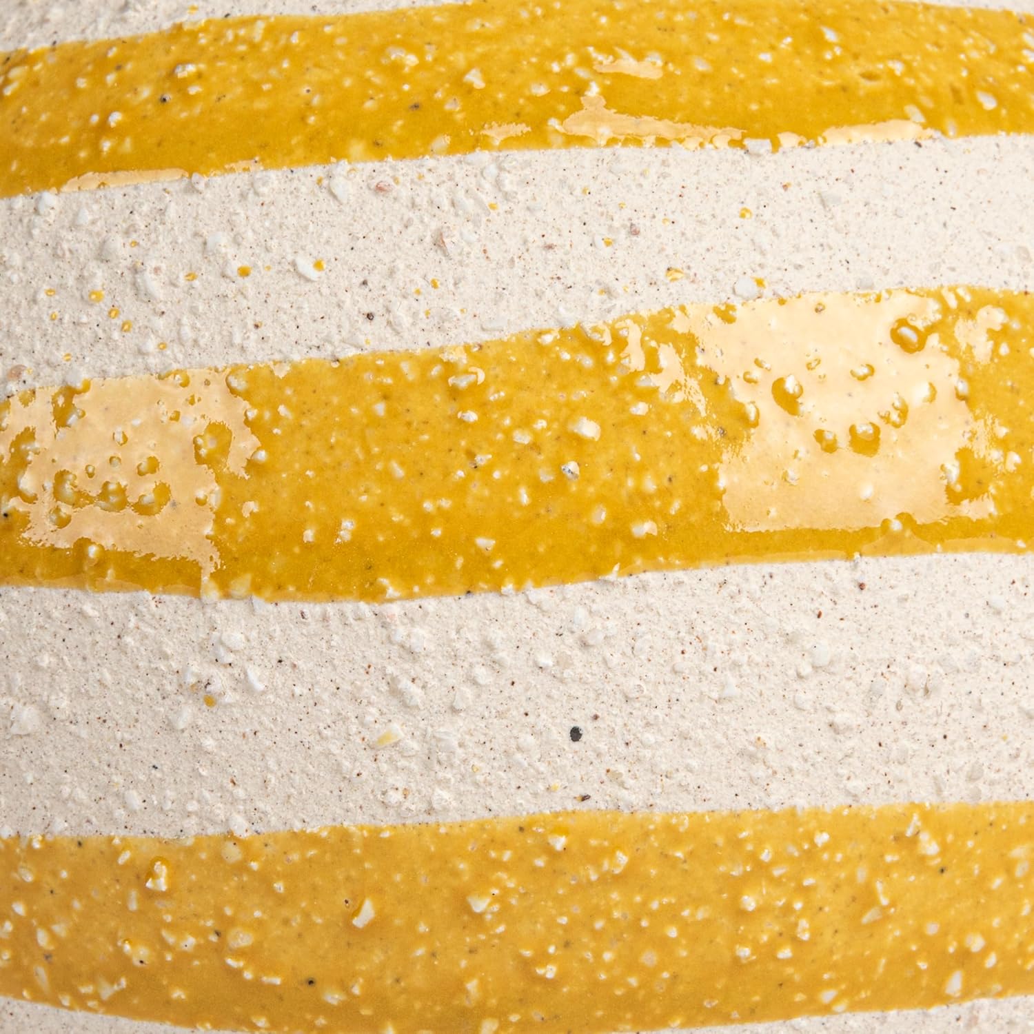 Creative Co Op Striped Stoneware Vase with Sphere Shape and Footed Base