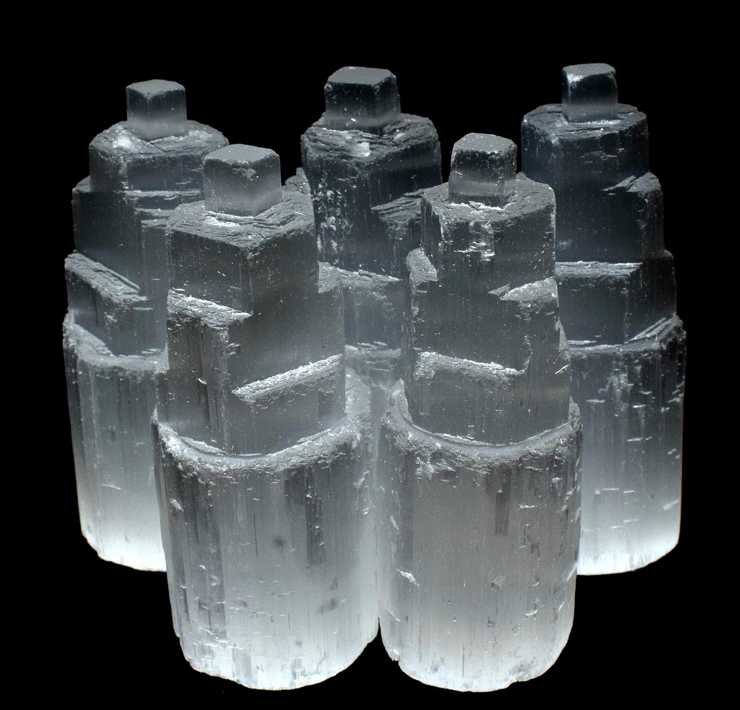 HQRP 4 Inch White Selenite Skyscraper Towers 5PCS