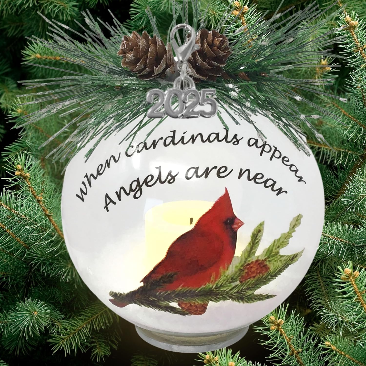 Memorial Lighted Cardinal Christmas Ornament 4D