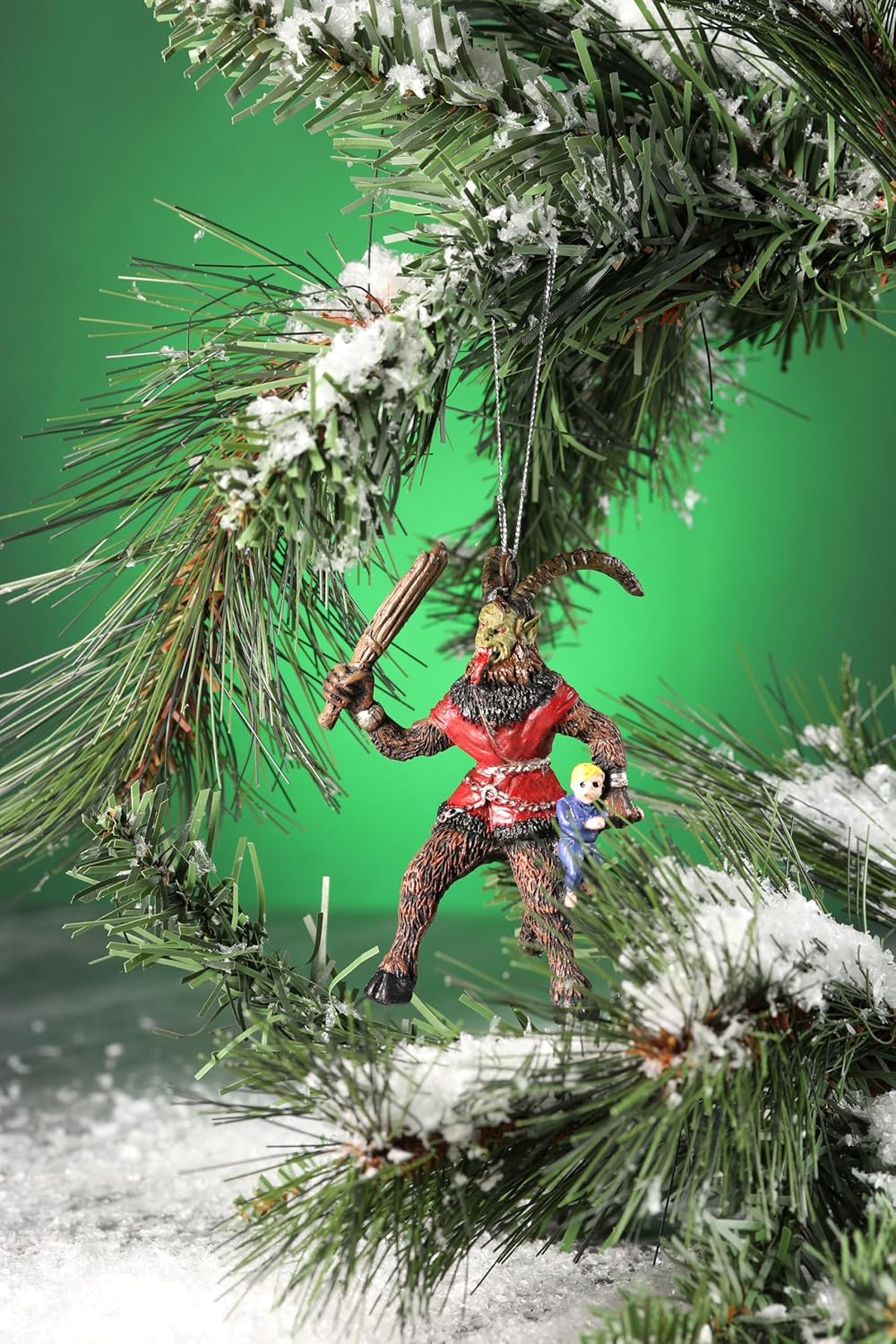 Krampus Christmas Ornament Decorative Figurine with Silver String