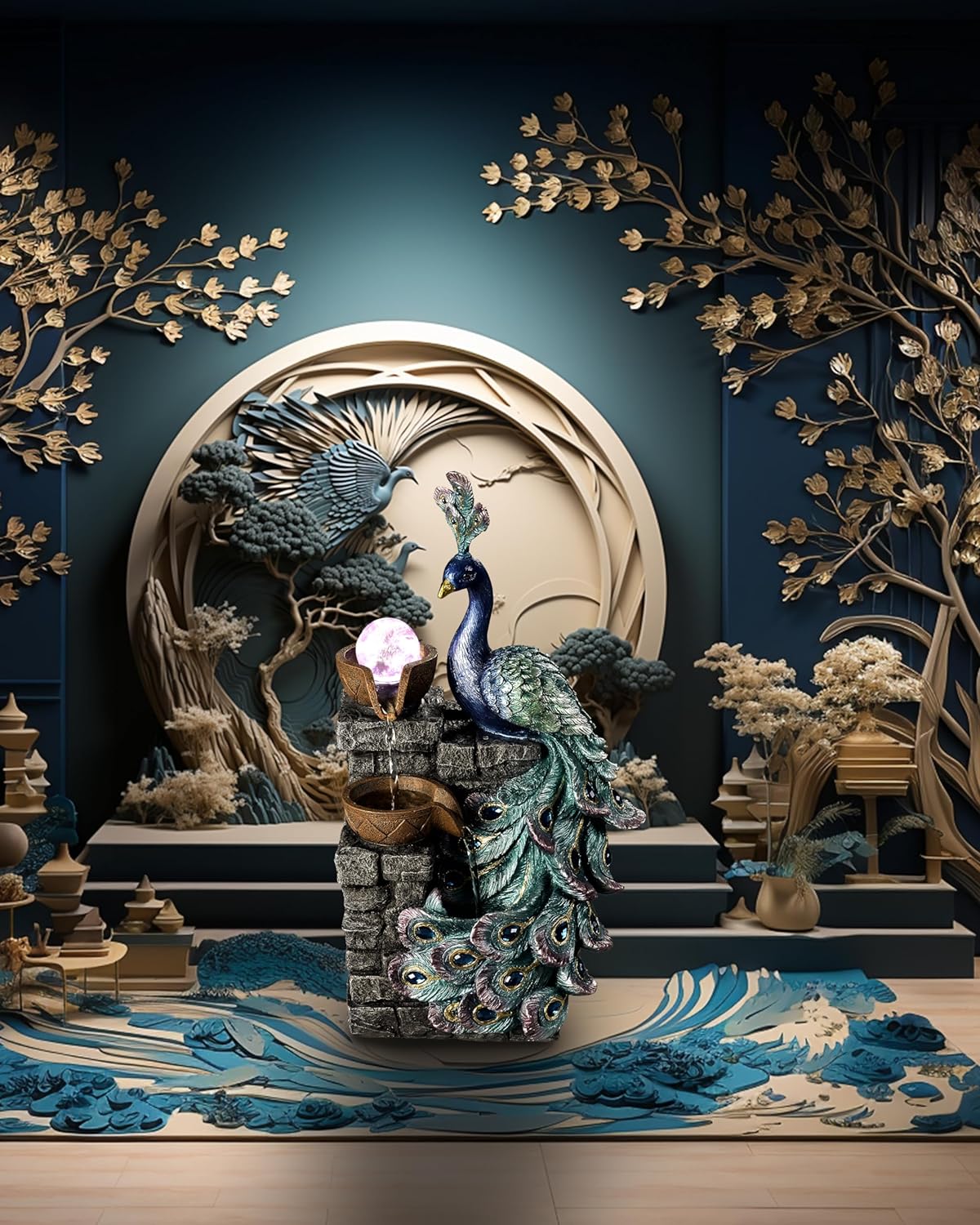 Tabletop Water Fountain with LED Color Changing Globe