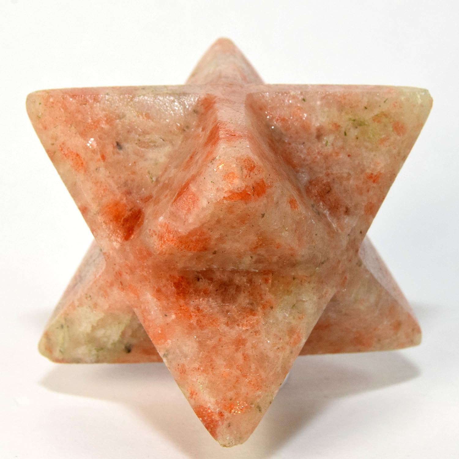 HC Set 25 Inch Sunstone 8 Point Merkaba Star with Aragonite Cabochon