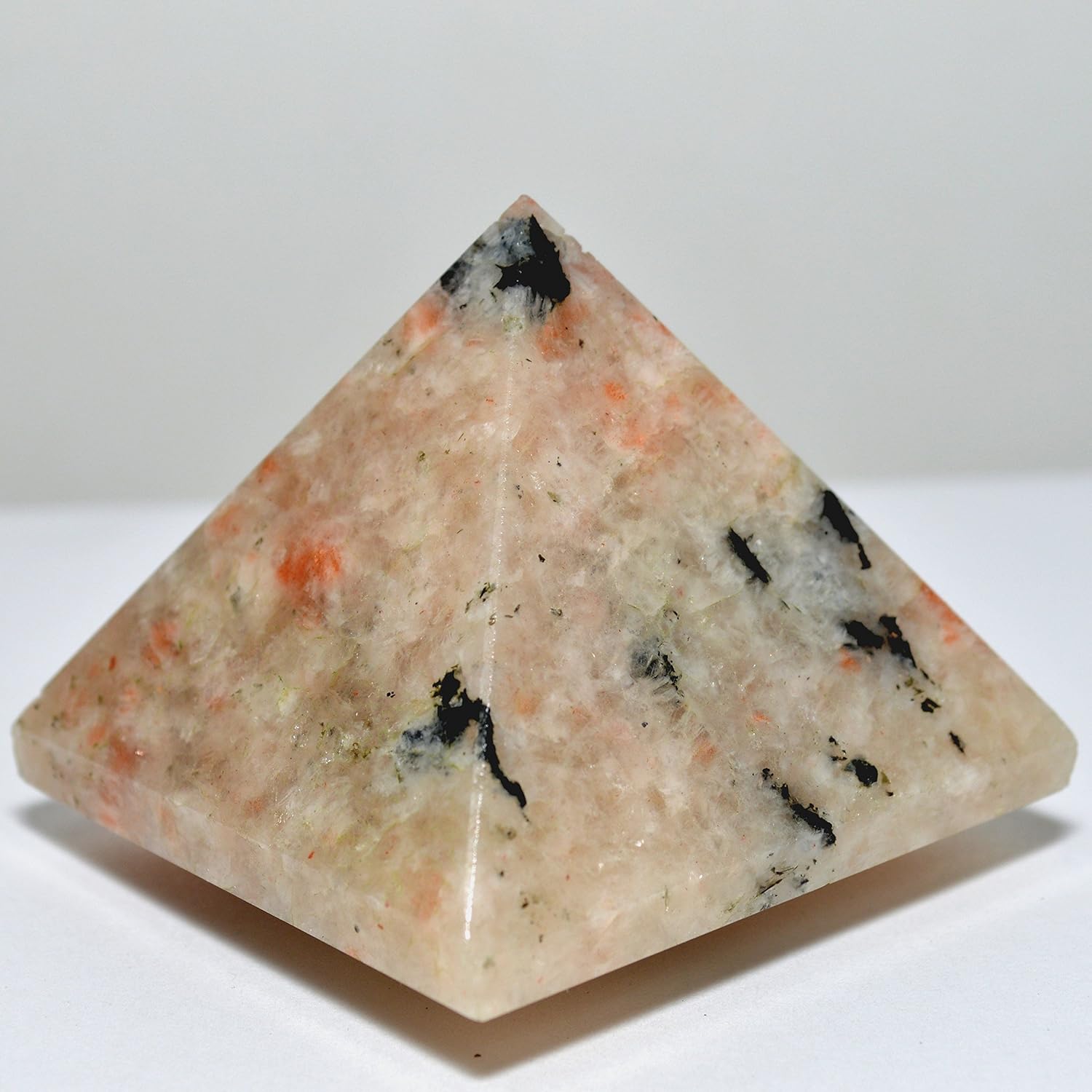 HC Set 23 Inch Sunstone Pyramid and Aragonite Cabochon