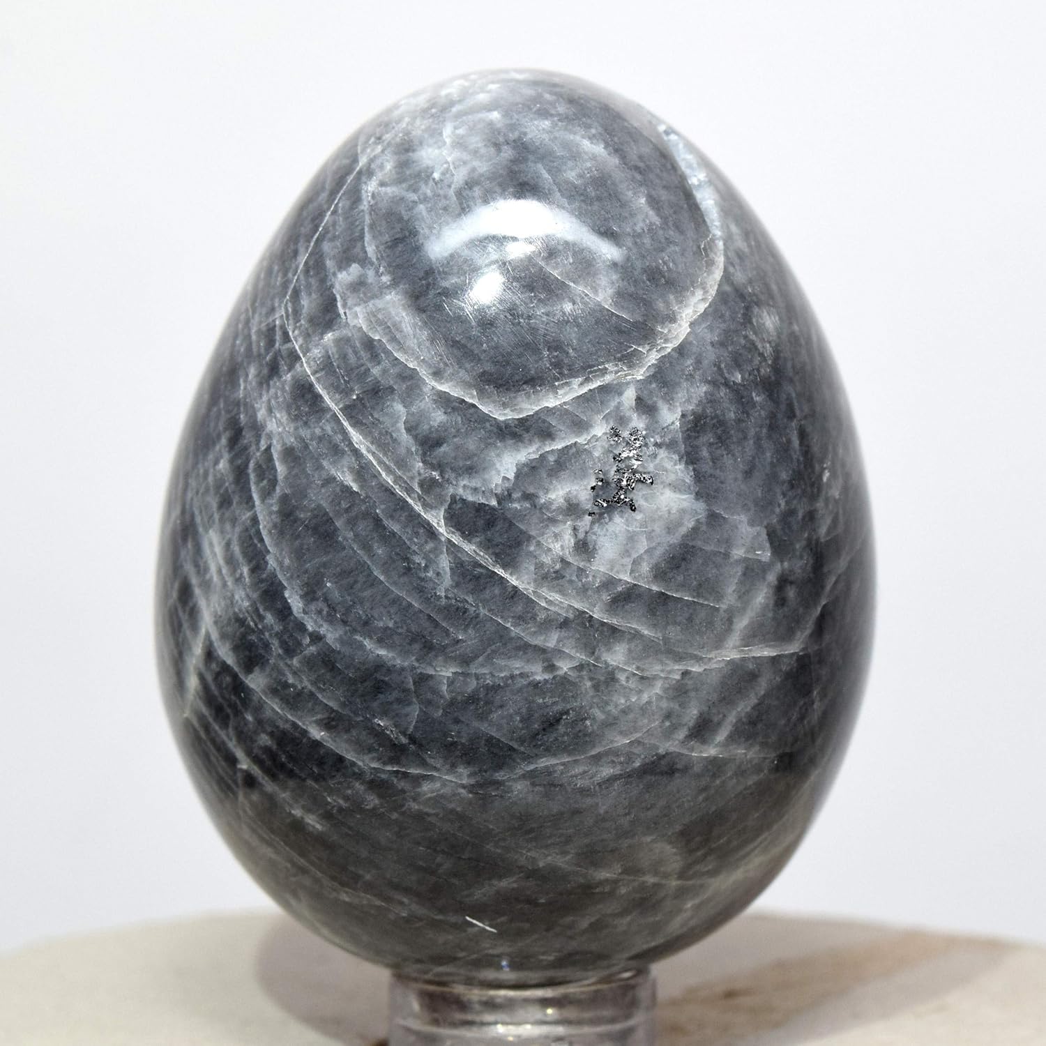 HQRP 55mm Black Moonstone Egg with Stand