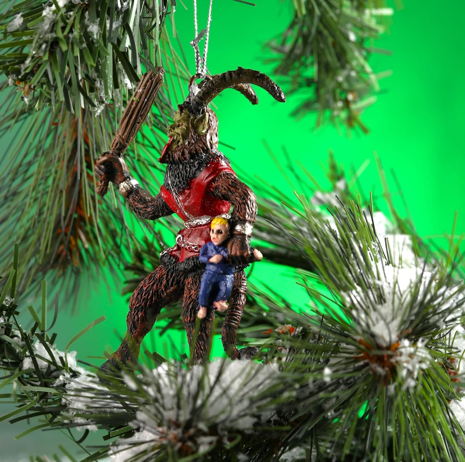 Krampus Christmas Ornament Decorative Figurine with Silver String