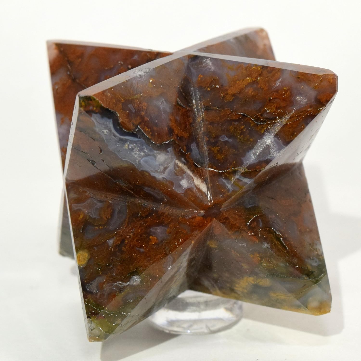 HQRP HC Set 25 Green Orange Blue Moss Agate Merkaba Star Crystal Chalcedony Mineral Stone
