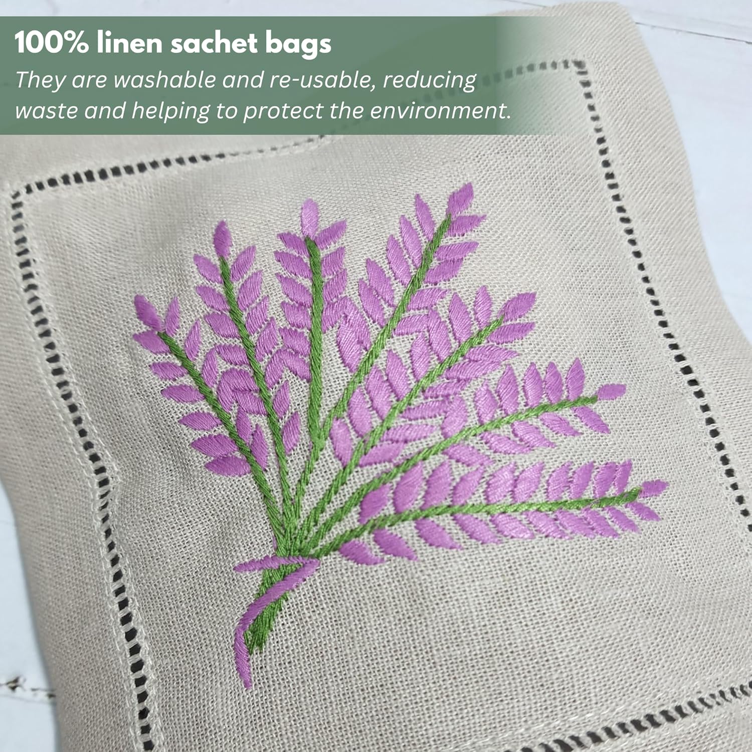 HCRAFT Hand Embroidered Lavender Sachet Bags Set of 3