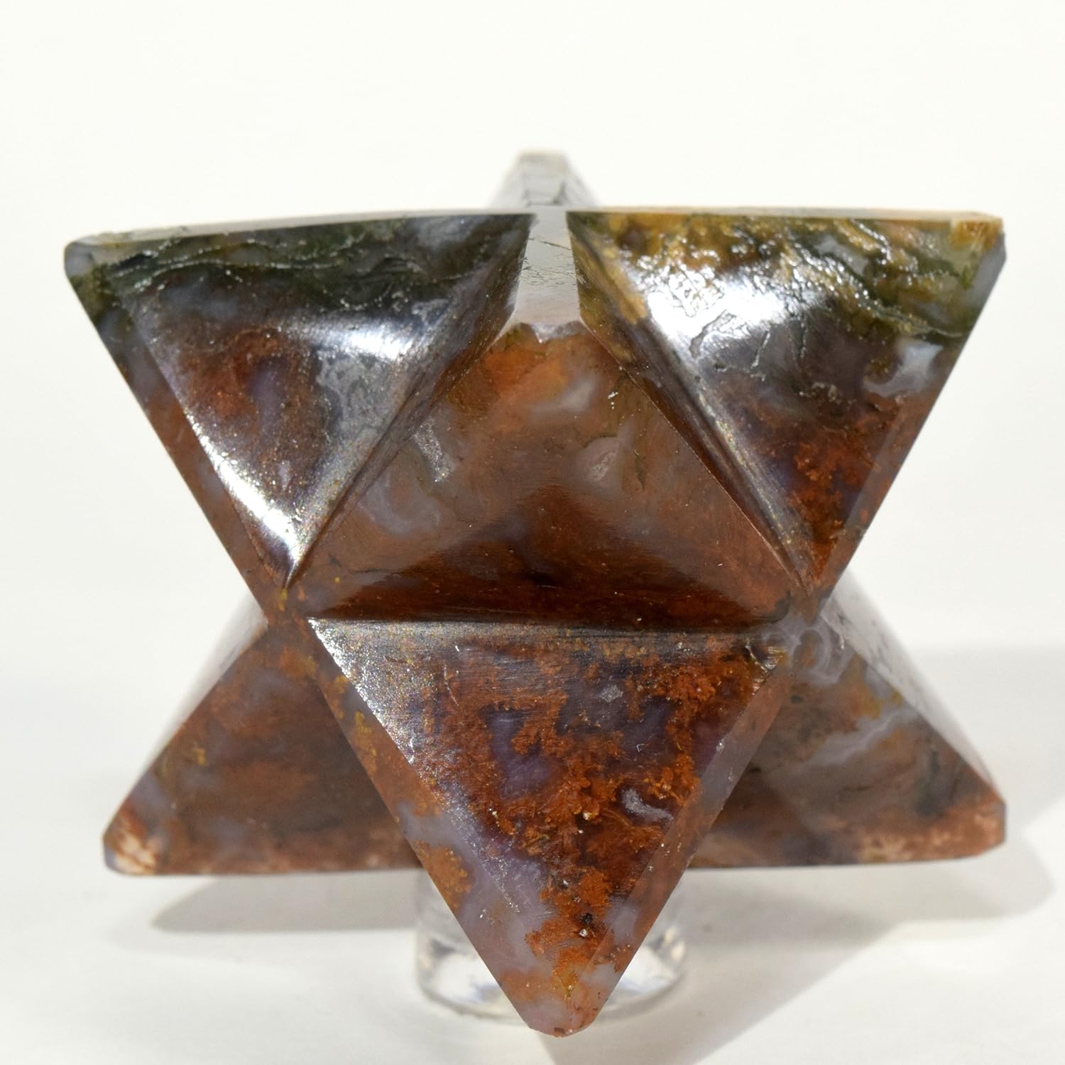 HQRP HC Set 25 Green Orange Blue Moss Agate Merkaba Star Crystal Chalcedony Mineral Stone