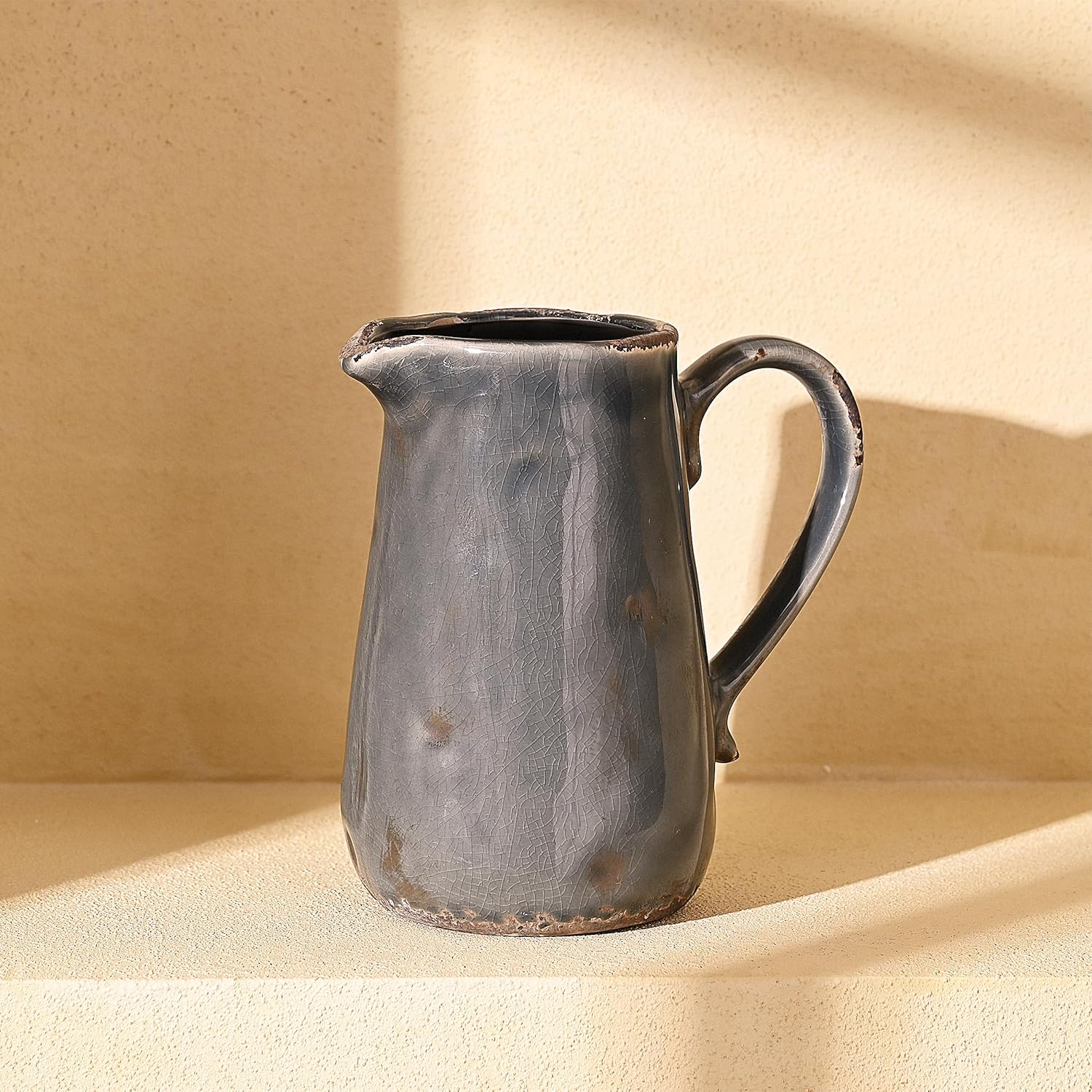 Rustic Blue Ceramic Vase for Home Decor