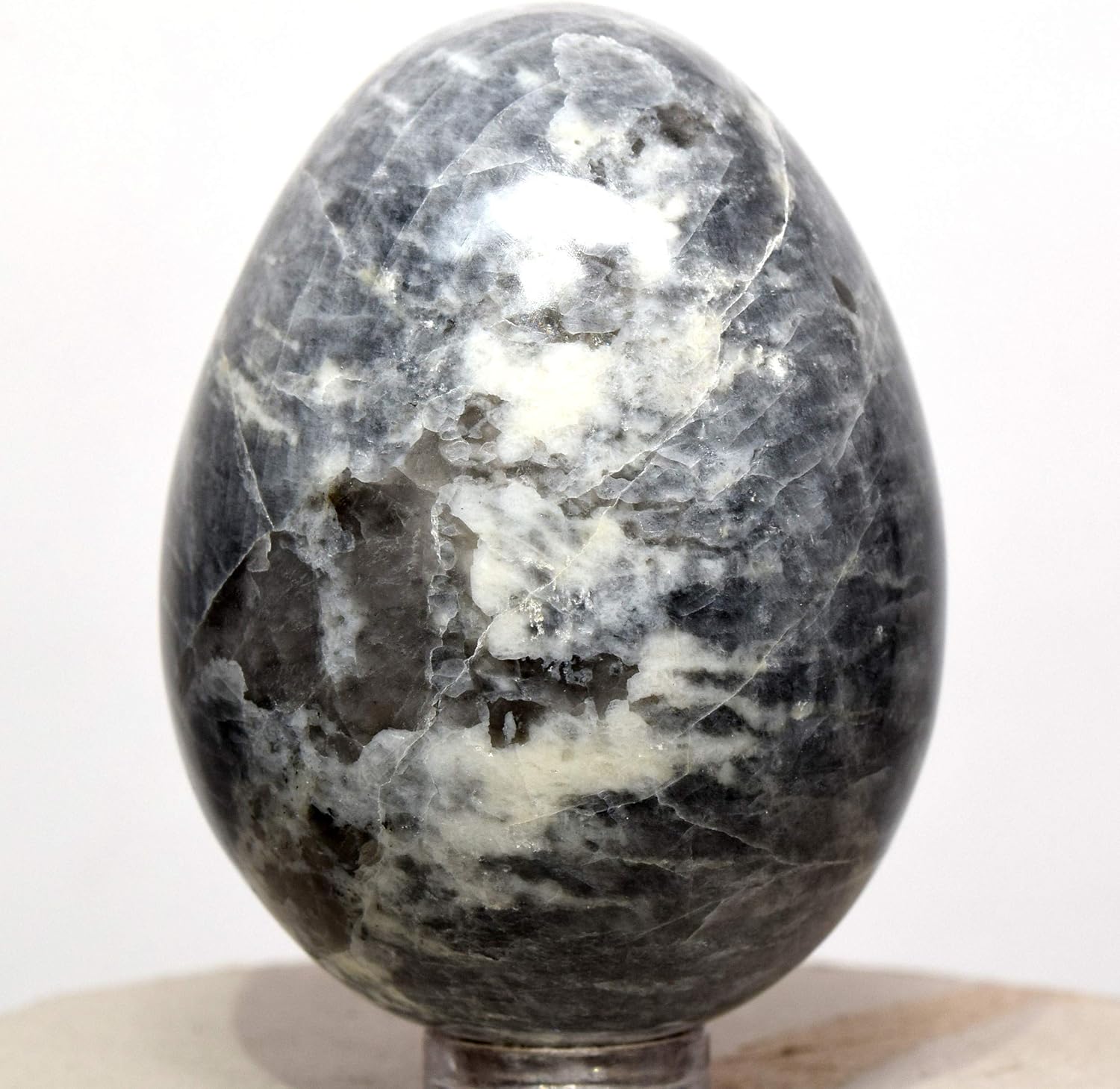 HQRP 57mm Black Moonstone Egg with Stand