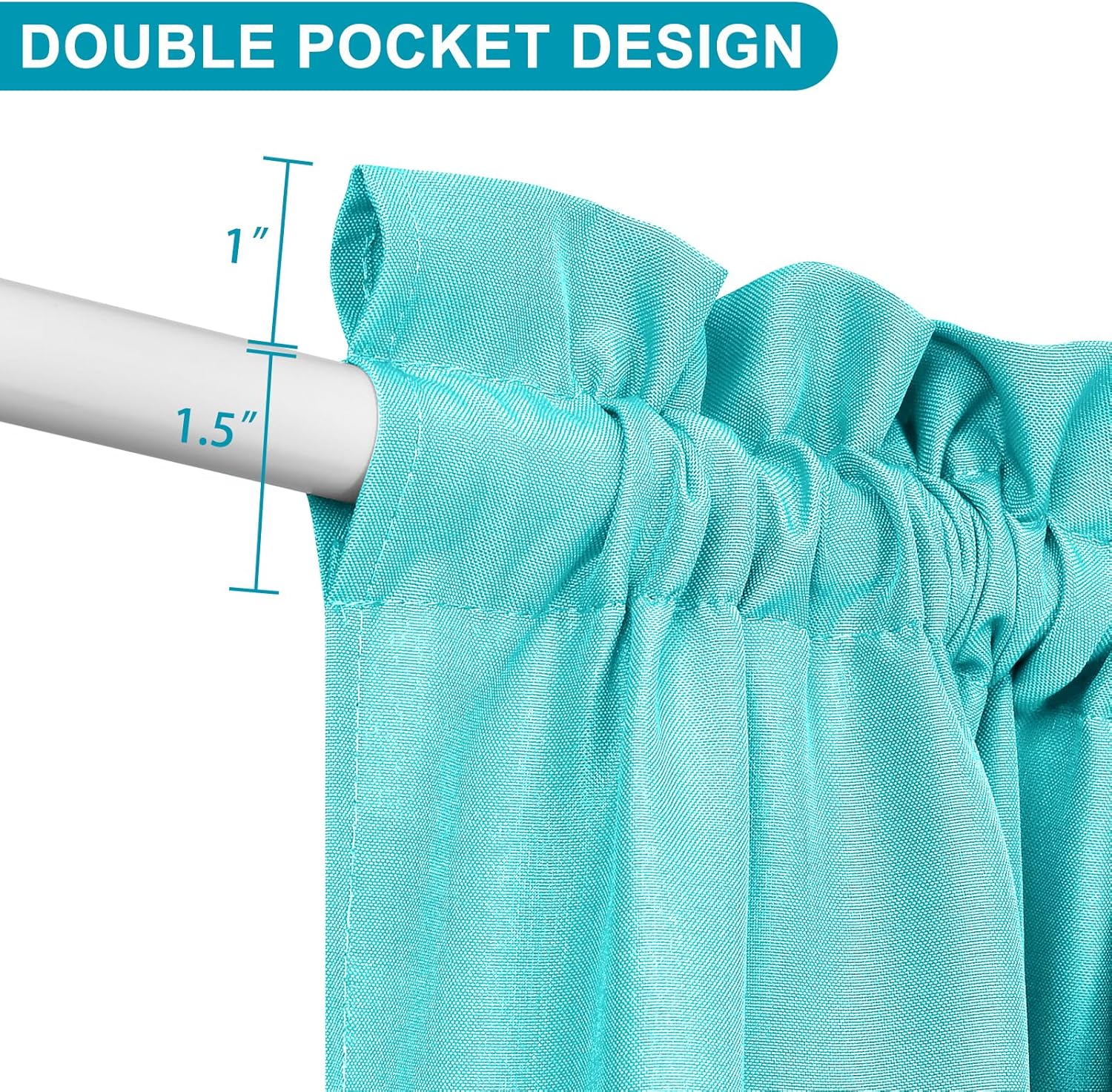 Hiasan French Door Curtains Privacy Rod Pocket Semi Sheer Panel for Door or Window 1 Panel Aqua 52x72 In