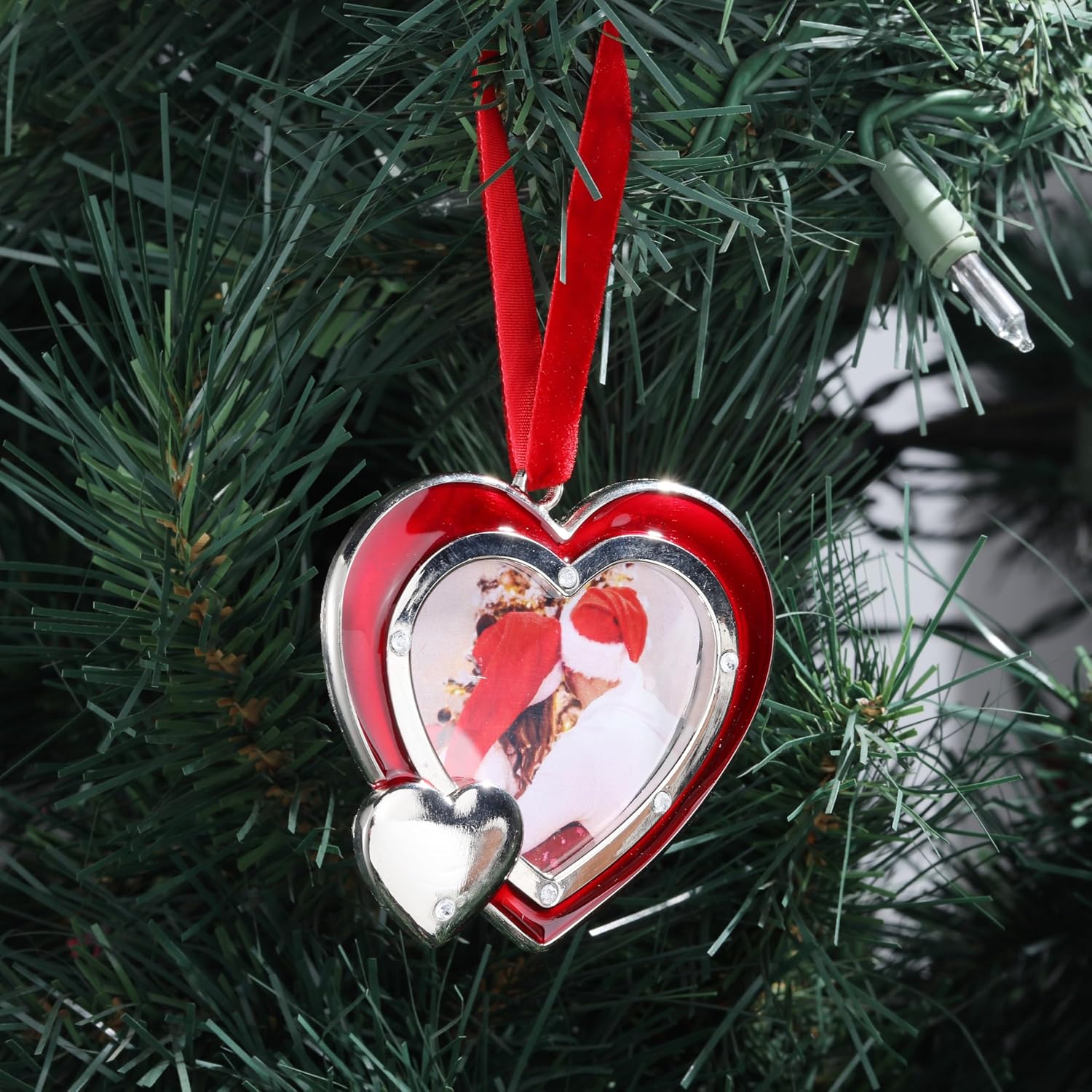 1 Set Heart Christmas Ornaments Metal Hanging Decorations for Tree