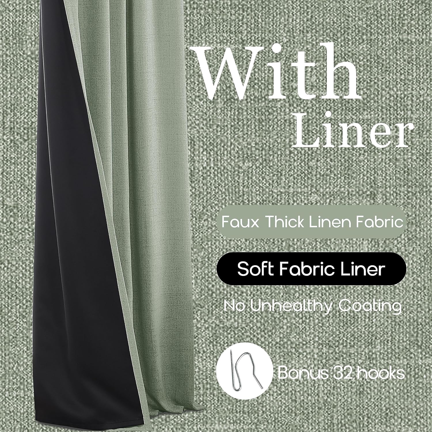 PANELSBURG Sage Green Boho Blackout Curtains 2 Panels Set