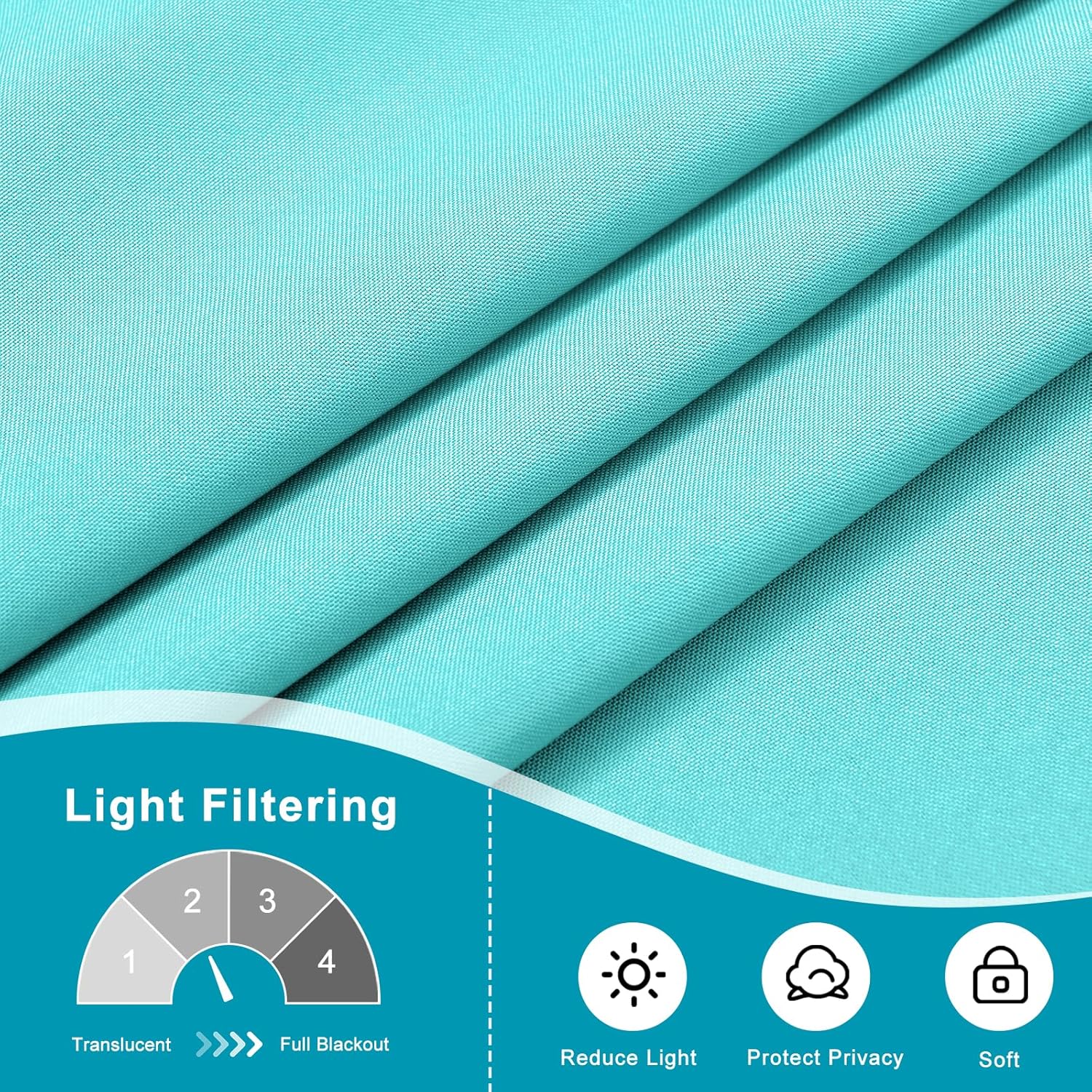 Hiasan French Door Curtains Privacy Rod Pocket Semi Sheer Panel for Door or Window 1 Panel Aqua 52x72 In