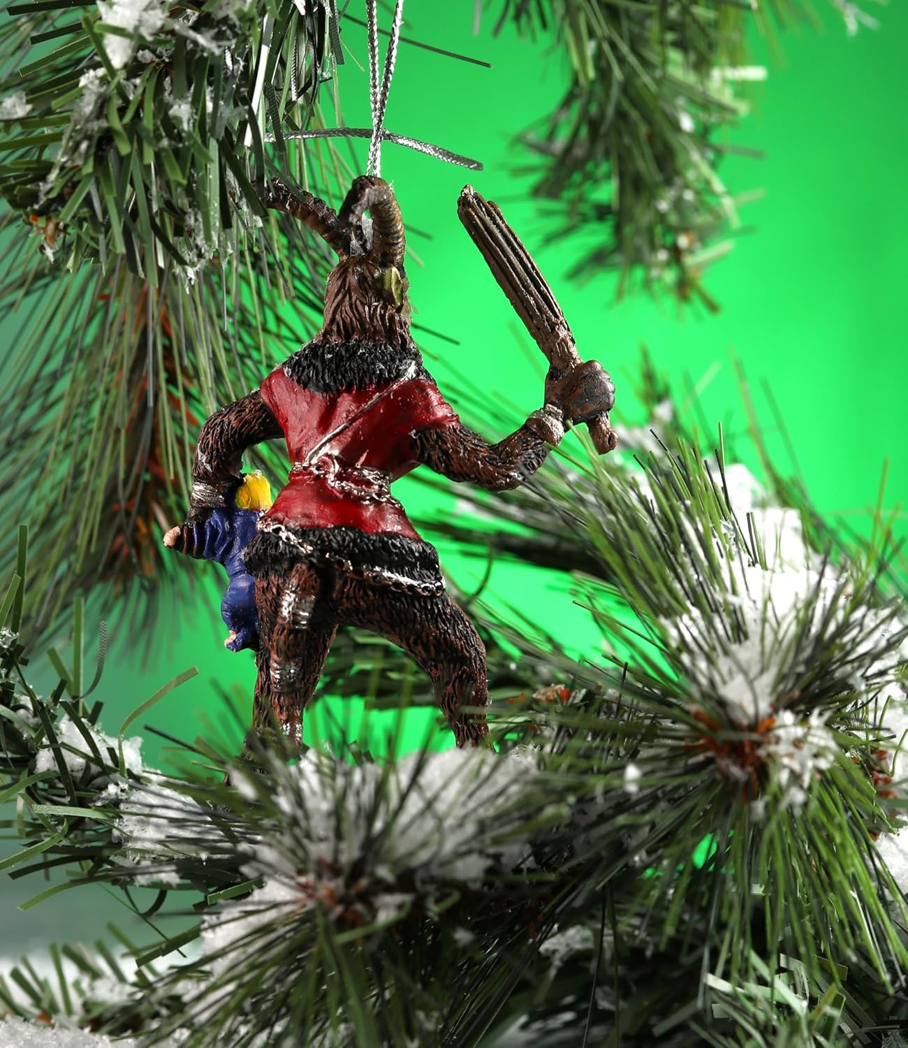 Krampus Christmas Ornament Decorative Figurine with Silver String