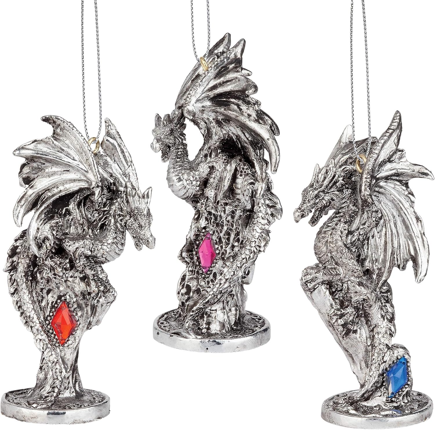 Design Toscano 3 Dragons Holiday Gemstone Ornament Set