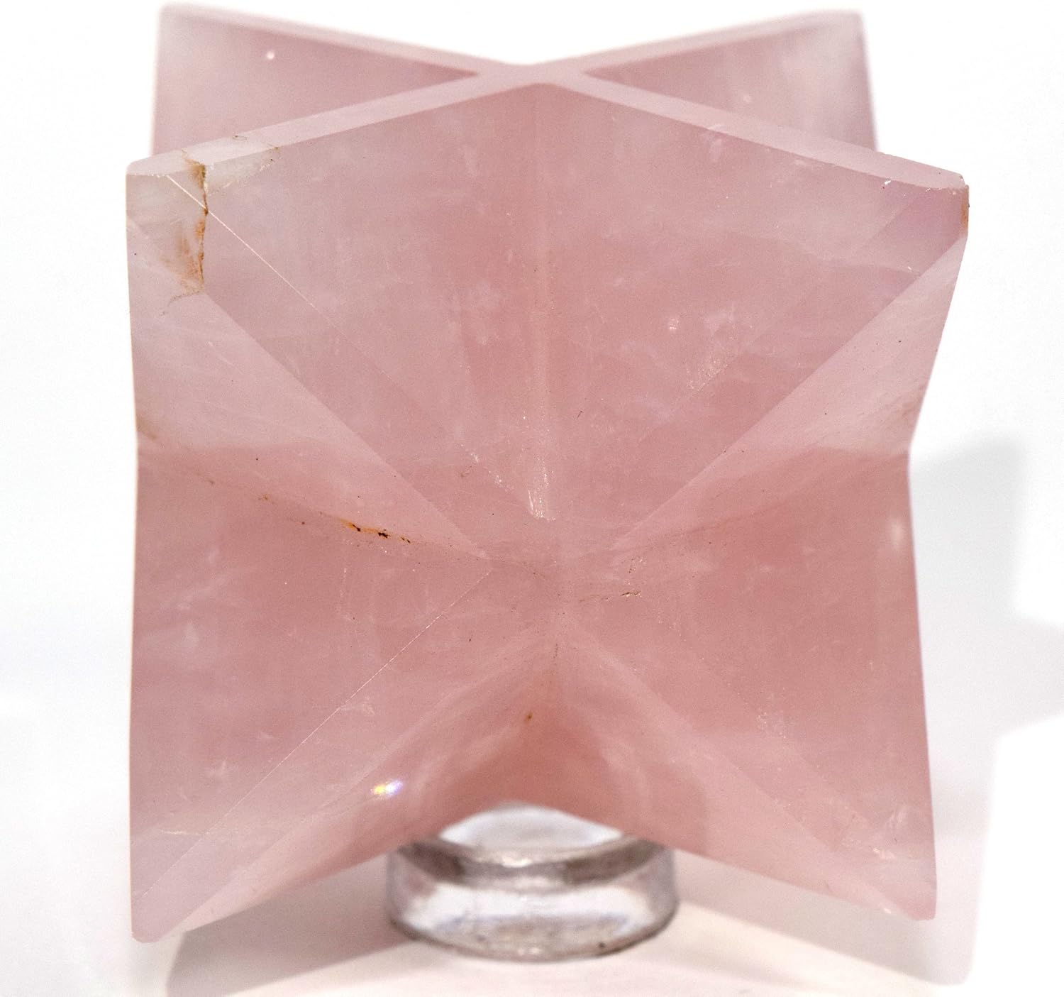 HQRP HC Set 68mm Rose Quartz 8 Point Merkaba Star Lavender Crystal Stone with Clear Quartz Cabochon