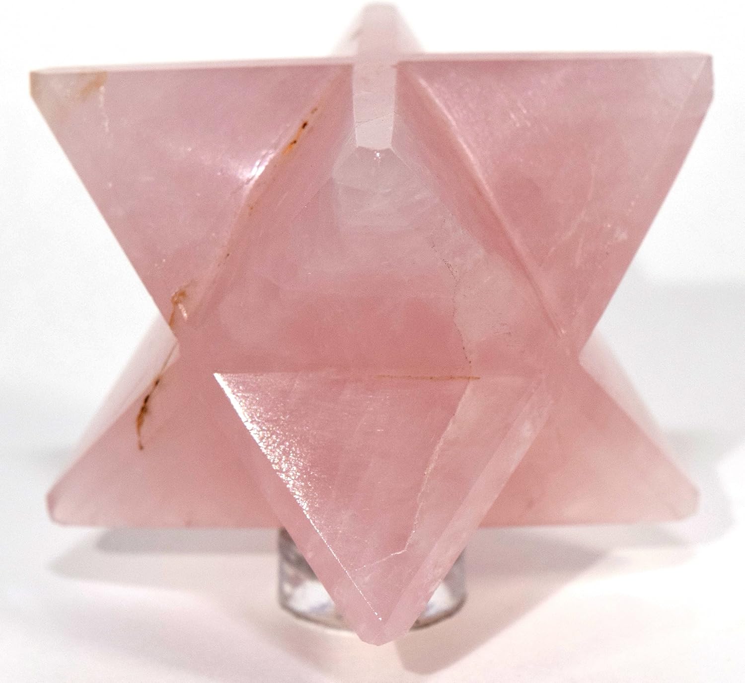 HQRP HC Set 68mm Rose Quartz 8 Point Merkaba Star Lavender Crystal Stone with Clear Quartz Cabochon