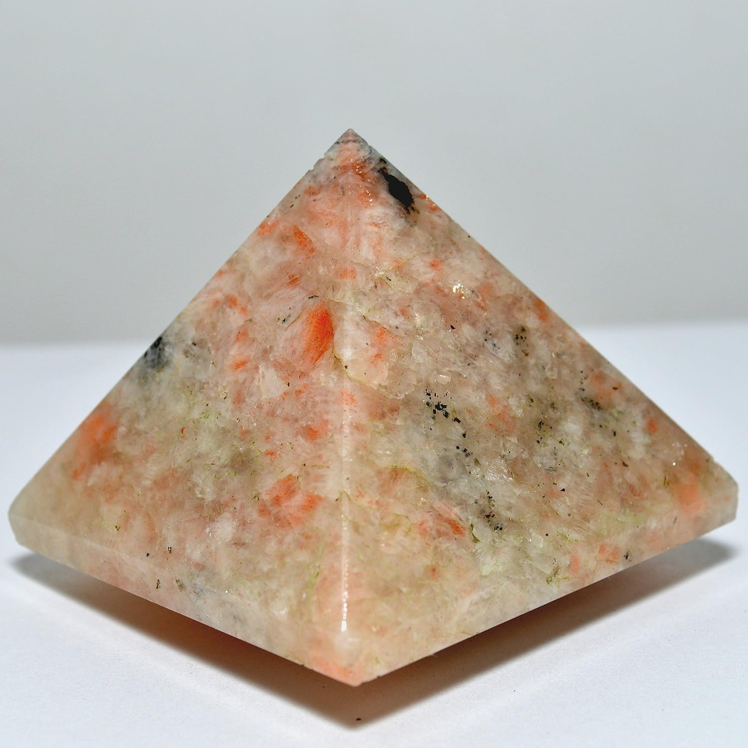 HC Set 23 Inch Sunstone Pyramid and Aragonite Cabochon