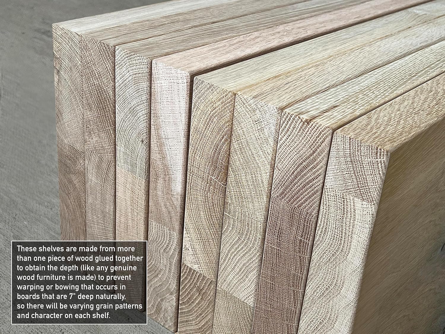 Urban Legacy Unfinished White Oak Floating Shelves Set of 2